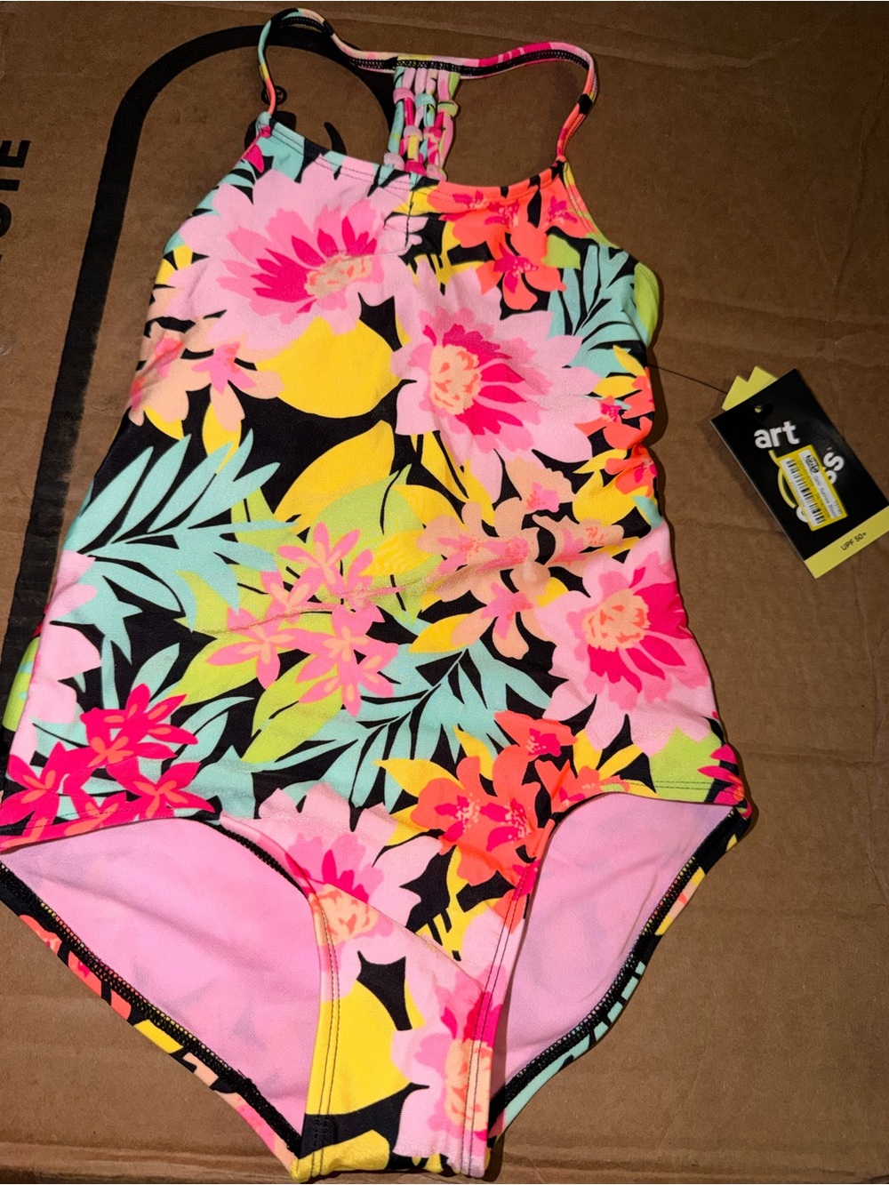 Target Kids Swim One-Piece Floral Tank Swimsuit in Pink, Yellow, Black, Mint